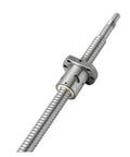 Heavy Duty C5 Precision SFU1204 Ball Screw Shaft With Flange Nut, close-up view with machined ends and flange nut for CNC builds.