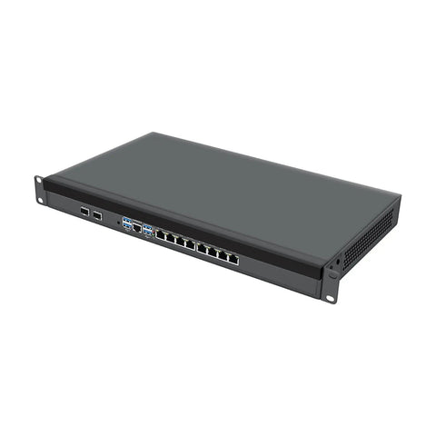 Badass Xeon E5 2680 V4 Firewall Appliance With Dual Sfp28 Ports And Eight Ethernet Interfaces rear view showing ports and rack design.