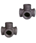 Four Way Malleable Iron Pipe Fittings For DIY Industrial Shelving And Furniture Decor, Built To Last, Tough As Nails And Rust Resistant