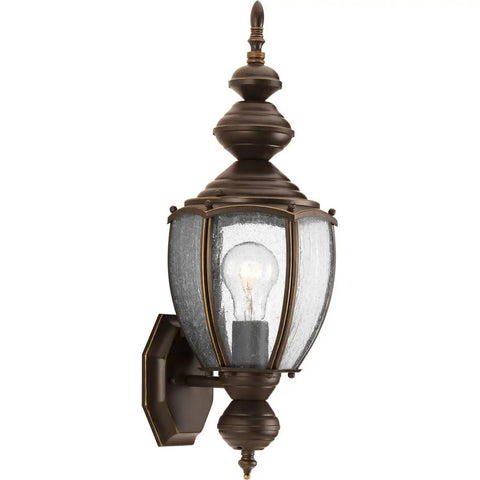 Roman Coach Style 1 Light Outdoor Wall Lantern in Textured Black with Clear Seeded Glass for Classic, Weatherproof Porch Lighting Upgrade