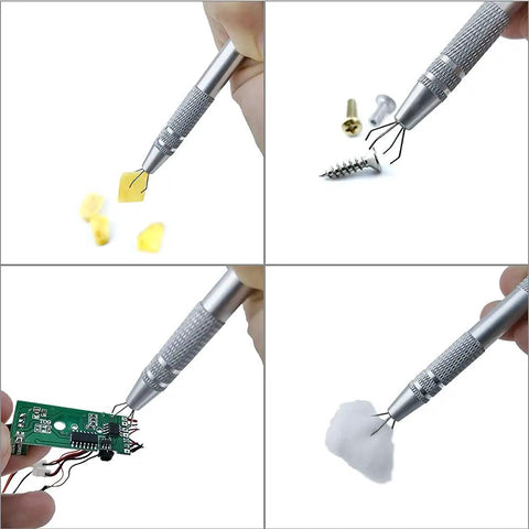 4 Claw Grabber Tool Stainless Steel Pick Up Tool With Four Prongs For Jewelry Making Gems IC Chips Electronics Components Nails Clamping