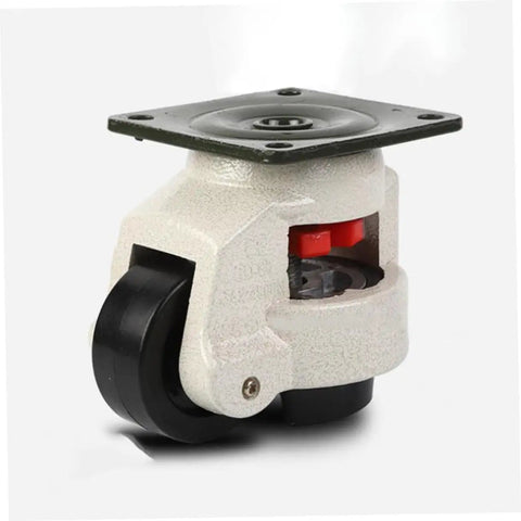 Real Deal Heavy Duty Swivel Caster Wheels Set With Adjustable Leveling Feet four-piece kit showing a single industrial swivel caster wheel.