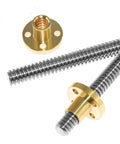 Bulletproof 304 Stainless Steel T10 Lead Screw With Heavy Duty Brass Nut 900mm Long 16mm Pitch showing high-strength components