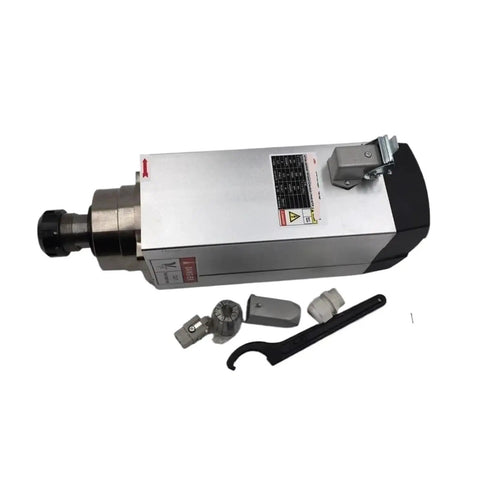 Heavy Hitter 8HP 220V Square Spindle Motor Air Cooled Design with accessories for CNC applications.