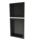All-In-One Niche With Double Recessed Shower Shelves, Two-Shelf Bathroom Organizer, 34 Inch High By 16 Inch Wide, Black Finish