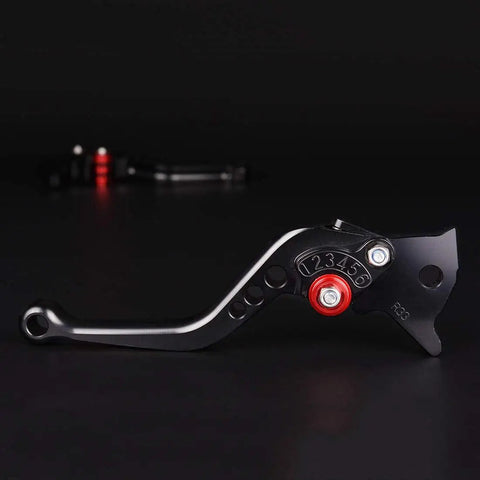 Sick Adjustable Brake And Clutch Levers Fit Yamaha Raptor 660 700 YFZ450 Banshee Blaster Anodized Aluminum, black lever with red adjuster.
