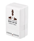 White compact Dual Channel 110V To 220V Step Up And Down Voltage Converter for travel, front view.