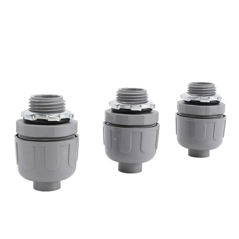 Tough As Nails 20 Pack Half Inch Npt Liquid Tight Conduit Connectors in gray nylon designed for moisture protection in electrical work.