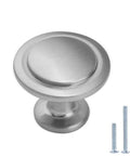 50 Pack Brushed Satin Nickel Kitchen Cabinet Knob Set With Dope Modern Round Pulls For Drawers And Dressers Includes 1 Inch And 1.5 Inch Screws Fits 1-1/4 Inch Diameter Cabinets