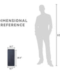 Dimensions of crack-resistant lightweight concrete planter, tall 19.9 inches, charcoal rectangular plant pot with drainage hole.