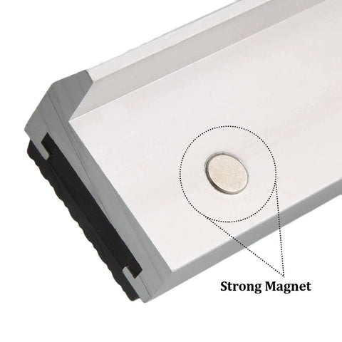 Close-up of strong magnet on Pair Of Dead Nuts Secure 4 Inch Magnetic Soft Vise Jaw Pads Heavy Duty Aluminum Base.