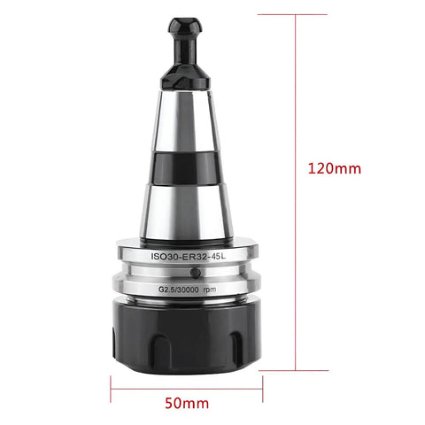 5 Pieces ISO30 ER32-45L Balance Collet Lathe Chuck G2.5 30000RPM CNC Tool Holder Stainless Steel dimensions 120mm x 50mm