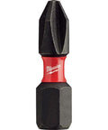 Close-up of a Shockwave Impact Duty Driver Bit Set 70 Piece With Shockzone Geometry, highlighting durable metal tip and red collar.