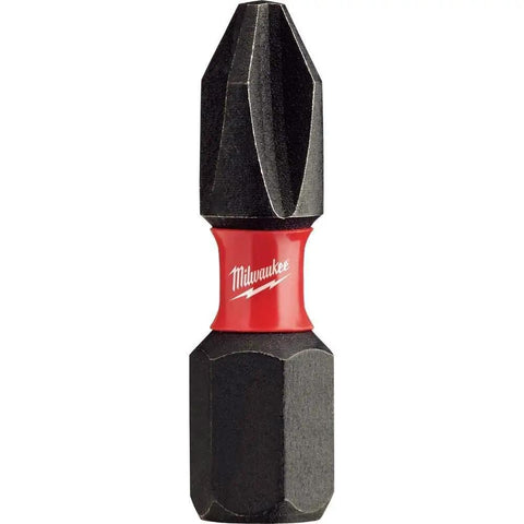 Close-up of a Shockwave Impact Duty Driver Bit Set 70 Piece With Shockzone Geometry, highlighting durable metal tip and red collar.