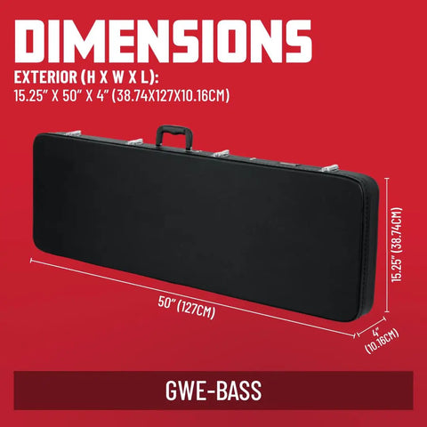 Hard Shell Wood Bass Case With Moisture Resistant Tolex Finish Built Tough Plywood Construction Secure Chrome Locking Latches Ergonomic Carry Handle Fits Electric Bass Guitars Including Precision And Jazz Bass Models And More, 50x15.25x4 in