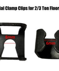 Six Piece Floor Jack Spare Parts Kit For 2 Ton And 3 Ton Horizontal Car Floor Jacks Hoop Claw Clamp Clips Stainless Steel Replacement Easy Install Durable Universal Fit Pro Grade; 8mm and 6mm black clamp clips shown.