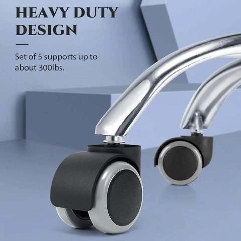 Heavy Duty Office Chair Wheels Set Of 5 For 530 Lb Max Load Universal Silent Rubber Casters With 11mm Stem Replacement on chair