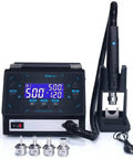 1000W Fast Desoldering Hot Air Gun Soldering Station With Intelligent BGA Rework Adjustable Airflow And Temperature 3 Memory Presets CH1 CH2 CH3 For Precise PCB Chip Repair, showing digital display and nozzles