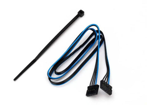 Telemetry Expansion And Communication Link For RC Cars, Boost Real-Time Telemetry, Data Streams, And Vehicle Diagnostics, Compatible With RTR Models, Uses Original Parts For Best Fit And Performance., black-and-blue RC car telemetry cable with connectors and antenna