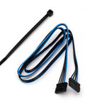 Telemetry Expansion And Communication Link For RC Cars, Boost Real-Time Telemetry, Data Streams, And Vehicle Diagnostics, Compatible With RTR Models, Uses Original Parts For Best Fit And Performance. Black and blue RC telemetry cable with connectors and antenna