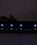 Eight Gang Aluminum Toggle Switch Panel For DC 12V To 24V Systems Waterproof Oxidized Black Finish 20A 5 Pin Blue LED Light