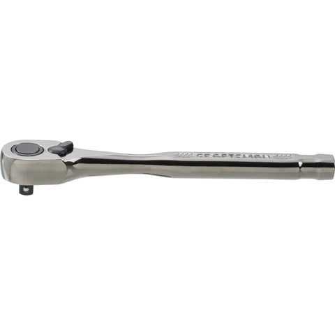 1/4 Inch Drive 120 Tooth Ratchet With Quick Release And Dual Pawl, One Hand Operation, Rust Resistant Gun Metal Chrome Finish, Reversing Lever