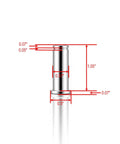 Close-up view of chrome clevis pin with measurements for Replacement Motorcycle Footpeg Mount Pins Kit With E Clips And Washers.