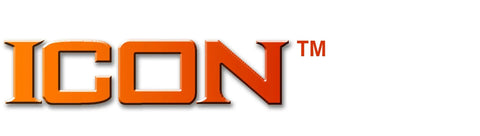 Icon J24113 Breathable Waterproof Jacket With Attached Hood For Work And Play brand logo in orange letters on white background