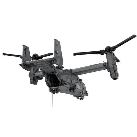 CV22 Tiltrotor Aircraft Building Blocks Set For Collectors with rotors extended, showcasing detailed military model design.
