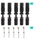 Waterproof Solar Panel Connector Kit 10 Pack 5 Pairs IP67 Male and Female PV Connectors For 10 To 12 AWG Cables 1000V 30A.
