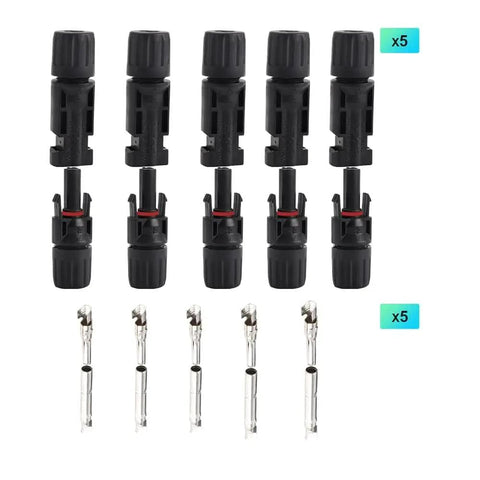 Waterproof Solar Panel Connector Kit 10 Pack 5 Pairs IP67 Male and Female PV Connectors For 10 To 12 AWG Cables 1000V 30A.