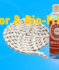 Low Odor Bike Degreaser For Chains And Parts Cleaners, Bio Friendly, Non Toxic And Biodegradable Formula, bottle with bike chain