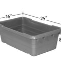 Jumbo Lug Plastic Nest And Cross Stack Totes 25x16x9 Inch Gray 6 Pack Heavy Duty Storage Bins with dimensions.