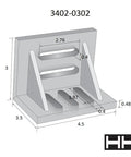 HHIP 3402-0302 slotted webbed angle plate, 4-1/2 x 3-1/2 x 3 in, isometric view