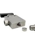 Needle valve 1/8 in, stainless steel 316, compact block with side port and removable fittings