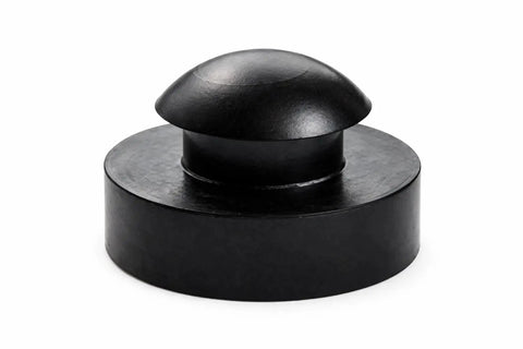 Built Like A Tank SBR Rubber Vacuum Pump Feet Push In Mount, black rubber pad with 1 inch outer diameter, designed for vibration isolation.