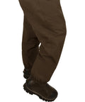 Back angle of Men's Insulated Guardian Elite Front Zip Wader With TiZIP MasterSeal 10 Vertical Zip showcasing reinforced boot area