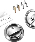 Privacy Door Latch Lock With Keys For Bedroom And Bathroom Doors, Stainless Steel Construction, Easy No Hassle Install On 35-45mm Thick Doors, Anti Theft Privacy Lock For Cabinets Closets Cupboards Drawers And Pantry showing lock components