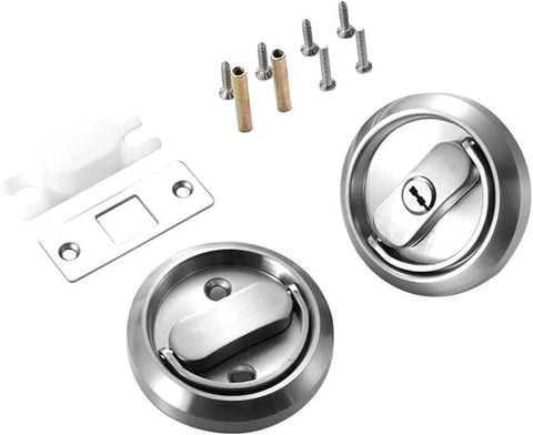 Privacy Door Latch Lock With Keys For Bedroom And Bathroom Doors, Stainless Steel Construction, Easy No Hassle Install On 35-45mm Thick Doors, Anti Theft Privacy Lock For Cabinets Closets Cupboards Drawers And Pantry showing lock components