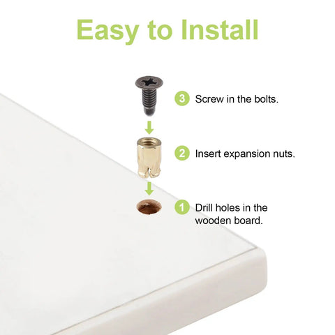 Cabinet Hinge Dowel Set With 50 Expansion Pins And Screws, Carbon Steel, Rust Resistant, Preinserted Pins For Quick And Easy Cabinet Door Mounts, DIY Friendly Gold Finish Fasteners For Strong Secure Installation, installation steps