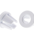 Durable Spool Cap For Sewing Machines 2 Pack Fits A Wide Range Of Sewing Machine Models And More Keeps Spools Aligned For Smooth Stitching Replacement For 1105 1116 1120 1130 1507 1725 1748 2009 2010 2250 2259 And More white plastic sewing machine spool caps, side and front view