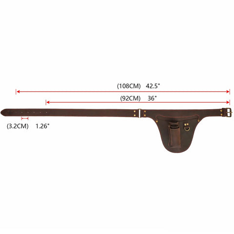 Genuine Leather Florist Tool Belt Gardening Bag For Gardeners And DIY Pros With 3 Pockets Waist Pouch Holster Brown Leather 42 Inches Belt