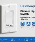 Single Pole Or 3 Way Dimmer Light Switch 1 Pack Heavy Duty Quick Install For Home Fixtures Smoothly Adjusts Dimmable Led Cfl Bulbs Up To Six Hundred Watts Zero Buzz mounted on wall.