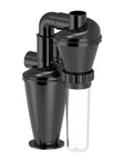 Turbo Diy Cyclone Dust Collector For Your Woodshop With Dual Filtration System 50Mm To 2In Inlet visible from side angle in black plastic