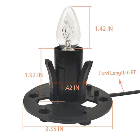 Orange Heart Himalayan Salt Lamp Cord With Dimmer Switch And Bulbs For Cozy Amber Glow, base assembly dimensions with bulb