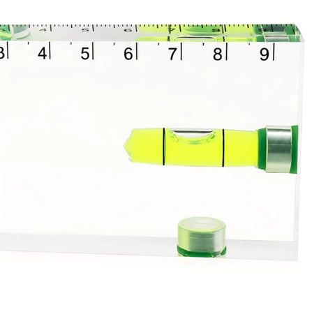 RuiJOTWAT Clear Magnetic Spirit Level with measuring vials for carpentry DIY projects, showing vertical and horizontal measurements.