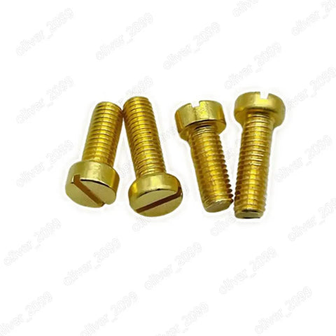 Kickass Solid Brass Slotted Cheese Head Machine Screws M2.5 Through M10 Bad Boy Assortment Kit showing four slotted brass screws.
