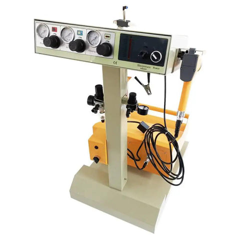 Badass Electrostatic Powder Coating Gun And Spray Paint Machine For Metal Projects 110V showing control panel and mobile cart.