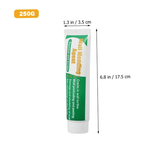 Two Pack Wall Mending Repair Cream With Scraper Quick Crack Fix For Home And Office DIY Patch Paste Easy To Use Self Adhesive Wall Hole Repair Paste shown in a tube with measurements 250g