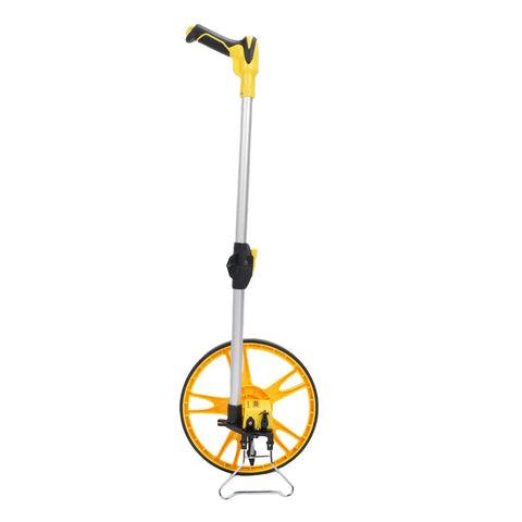 Rock Solid Mechanical Measuring Wheel, Aluminum Alloy Distance Tracker With Telescopic Handle, 318mm gauge standing vertically
